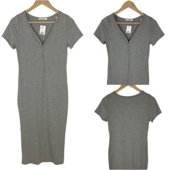 Ribbed Short Sleeve Midi Dress - Picture 1 of 9